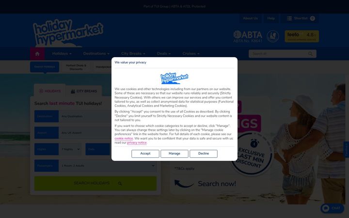 Screenshot του holidayhypermarket.co.uk