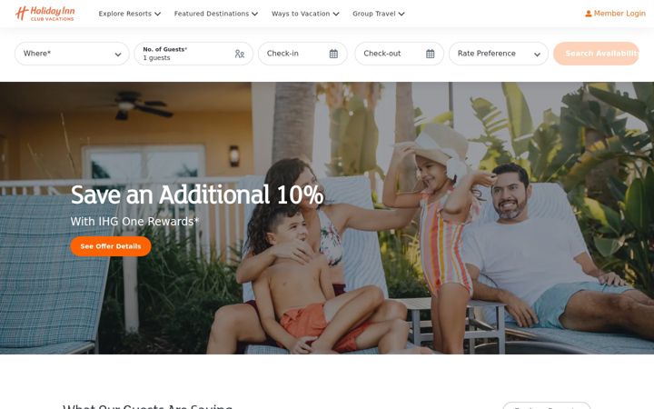 Screenshot of holidayinnclub.com