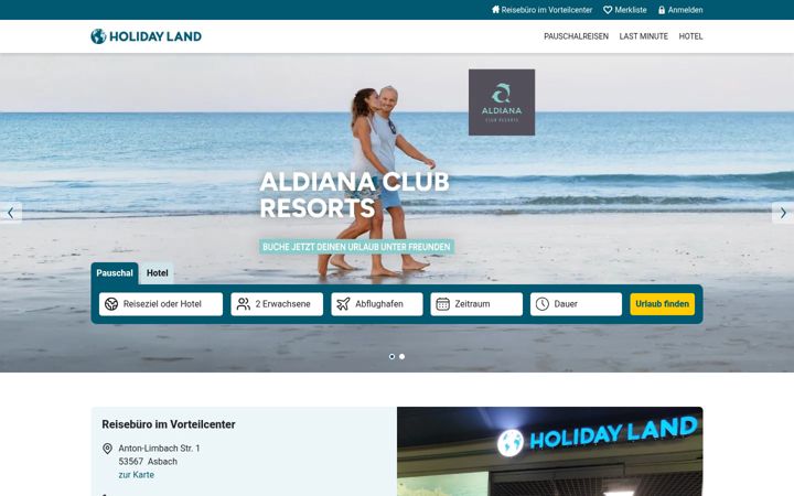 Screenshot of holidayland-asbach.de