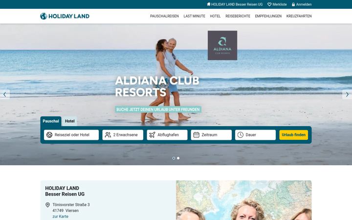Screenshot of holidayland-viersen.de