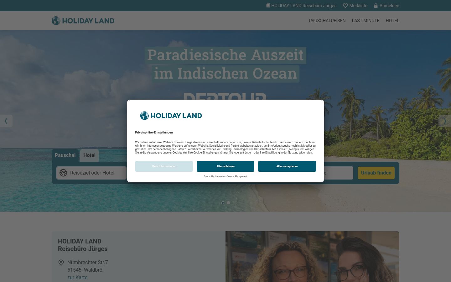 Screenshot del banner di consenso mostrato prima di qualsiasi interazione
