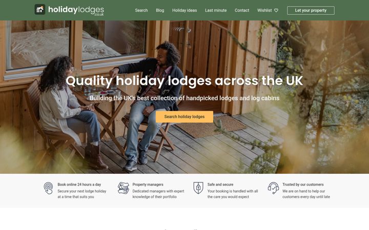Skærmbillede af holidaylodges.co.uk