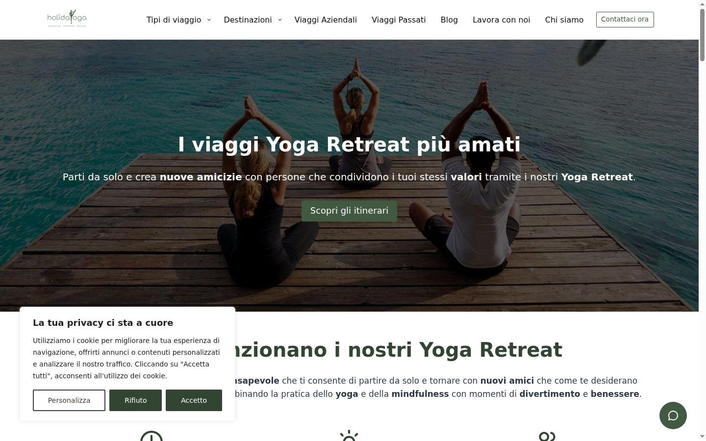 Screenshot del banner di consenso mostrato prima di qualsiasi interazione