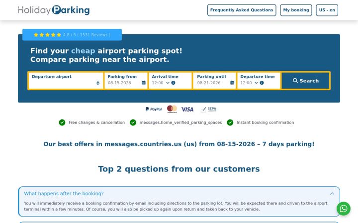 Screenshot of holidayparking.net