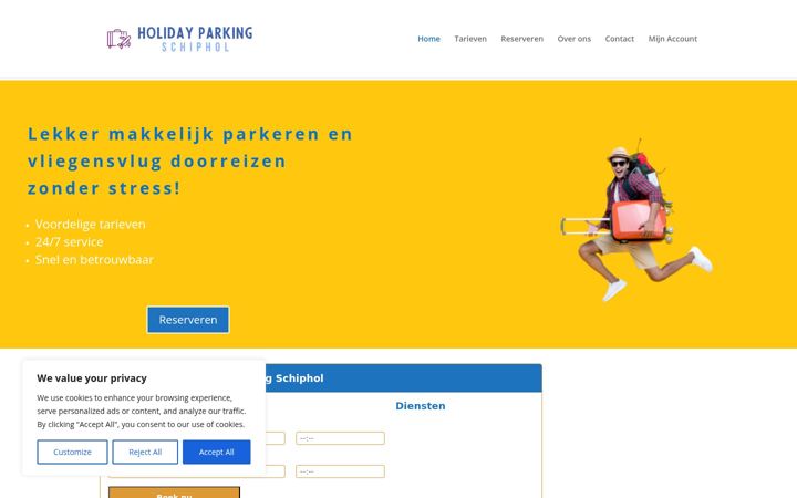 Screenshot of holidayparkingschiphol.nl