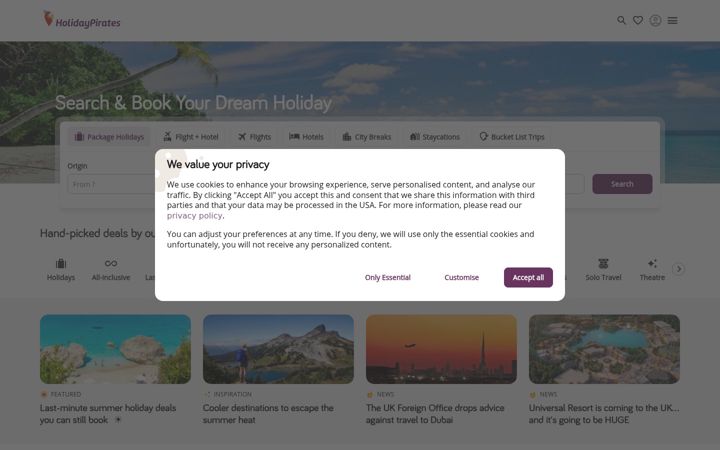 Screenshot of holidaypirates.com