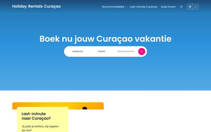 Screenshot van holidayrentalscuracao.nl