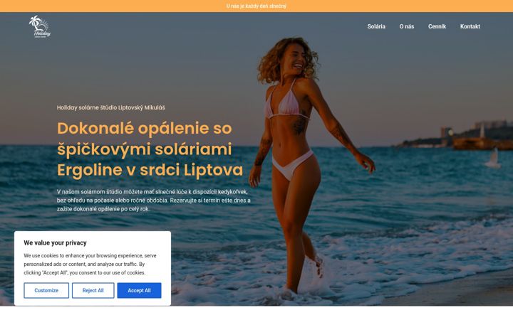 Screenshot of holidaysolarnestudio.sk