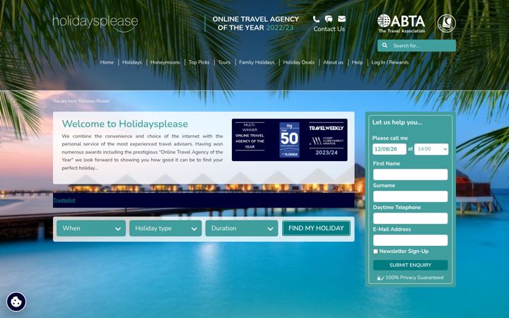 Screenshot of holidaysplease.co.uk