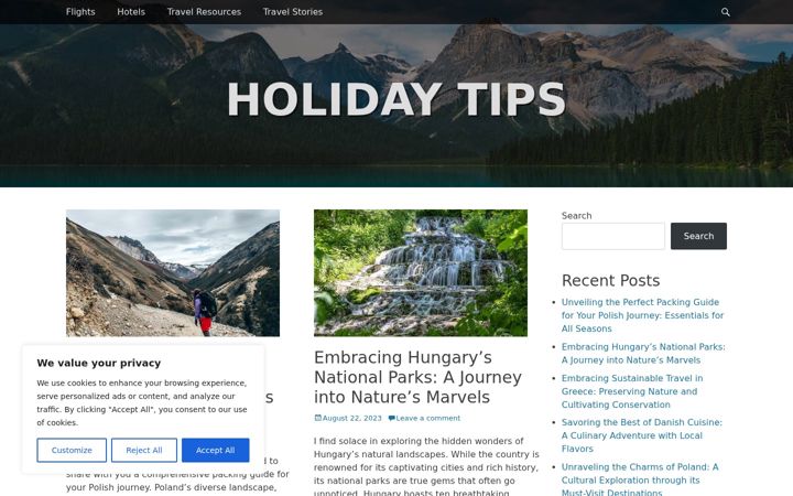 Screenshot of holidaytips.online
