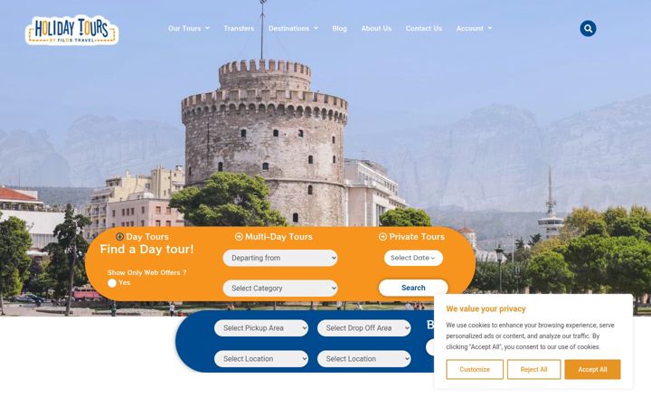 Screenshot of holidaytours.gr