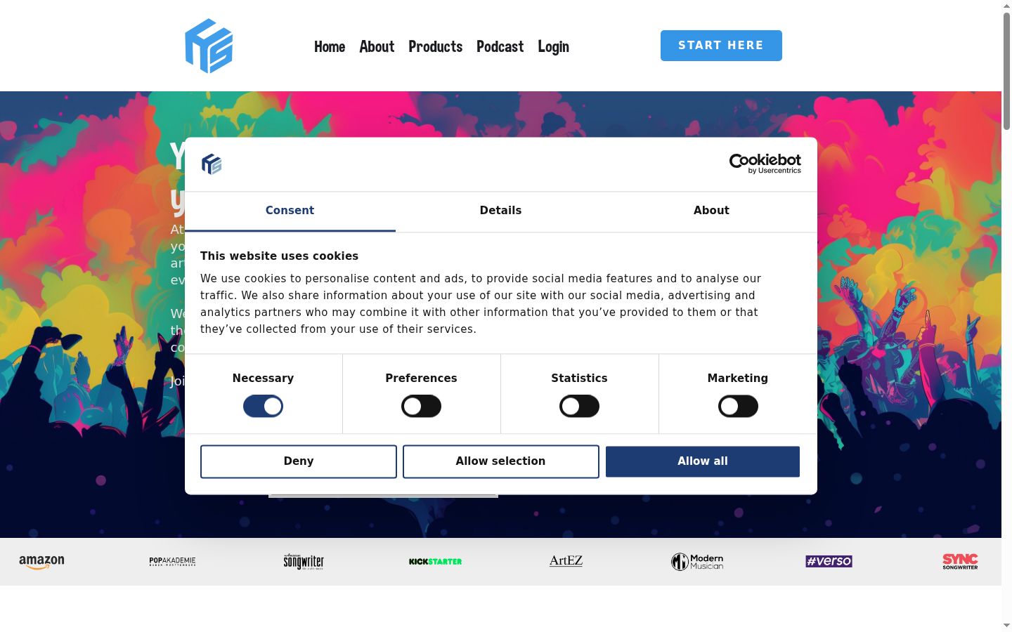 Screenshot of the consent banner shown before any interaction