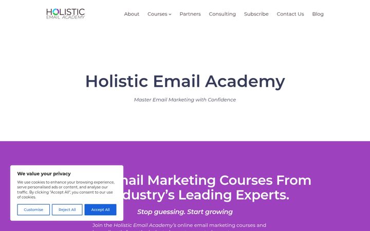 Екранна снимка на holisticemailacademy.com