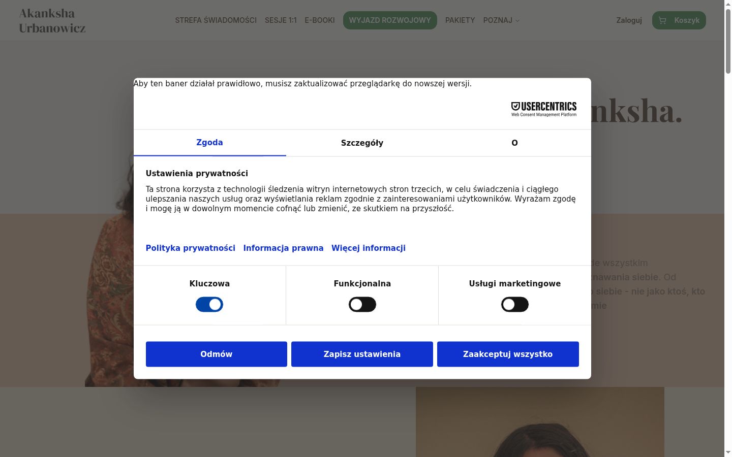 Képernyőkép a bármilyen interakció előtt megjelenő hozzájárulási bannerről
