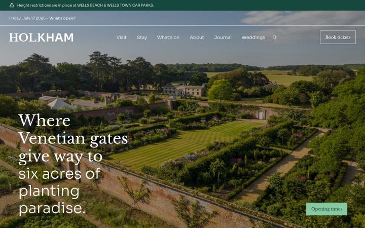 Screenshot of holkham.co.uk