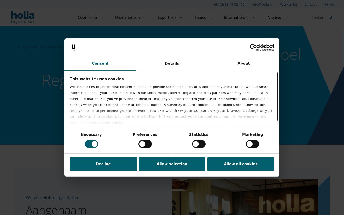 Screenshot of the consent banner shown before any interaction