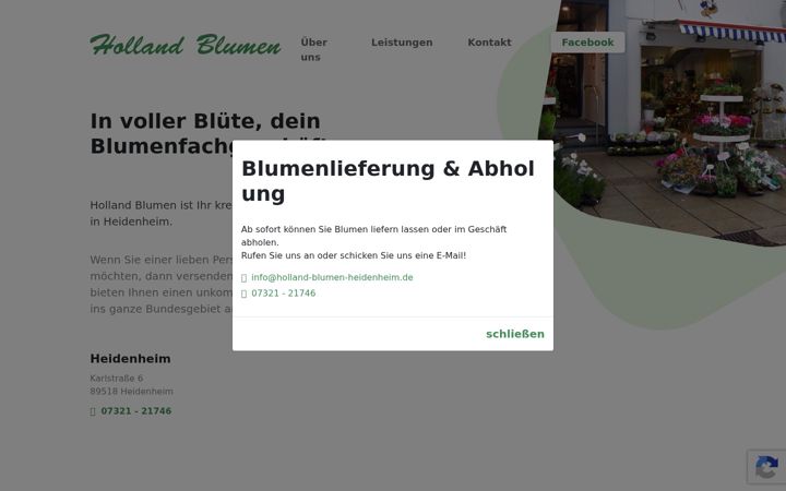 Screenshot of holland-blumen-heidenheim.de