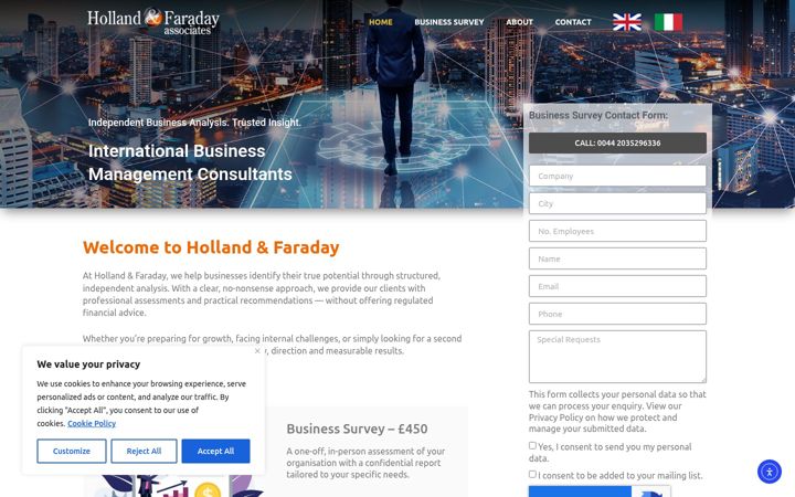Screenshot of hollandandfaraday.co.uk