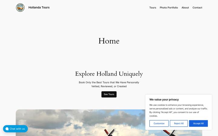 Screenshot of hollandatours.com
