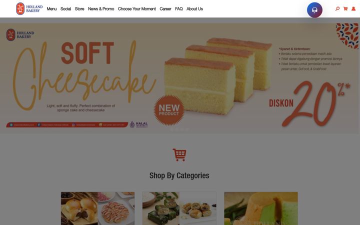 Screenshot of hollandbakery.co.id