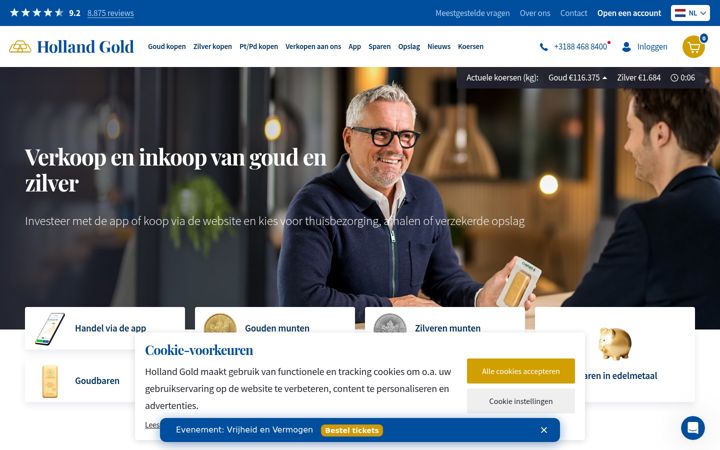 Ekrano kopija hollandgold.nl