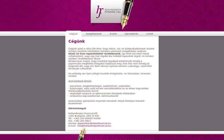 Screenshot of hollandimpexfinancial.hu