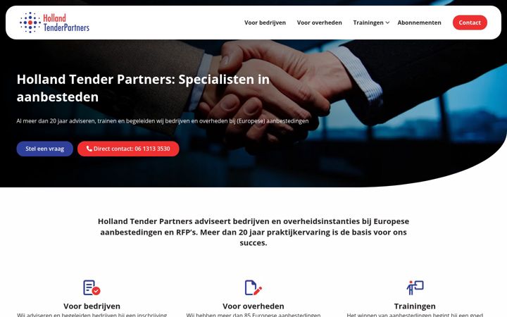 Screenshot of hollandtenderpartners.nl