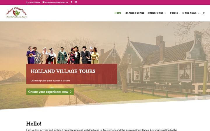Screenshot of hollandvillagetours.com