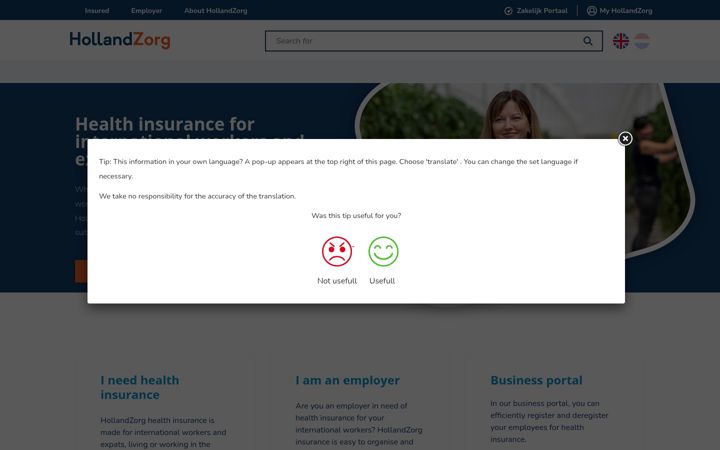 Screenshot of hollandzorg.com