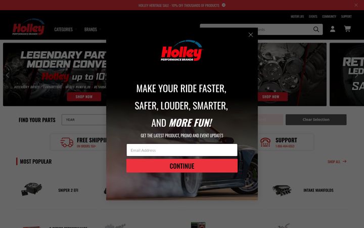 Ekraanipilt saidist holley.com