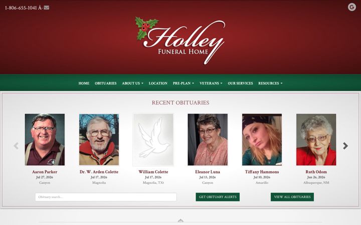 Screenshot of holleyfuneralhome.com
