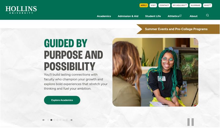 Screenshot of hollins.edu