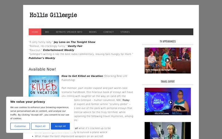 Screenshot of hollisgillespie.com