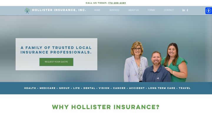 Screenshot of hollisterins.com