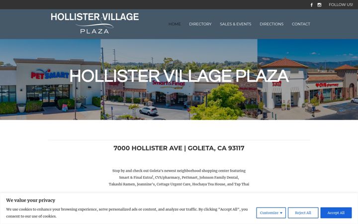 Screenshot of hollistervillageplaza.com