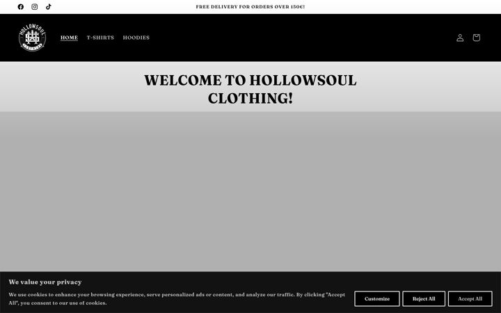 Screenshot of hollowsoulclothing.com