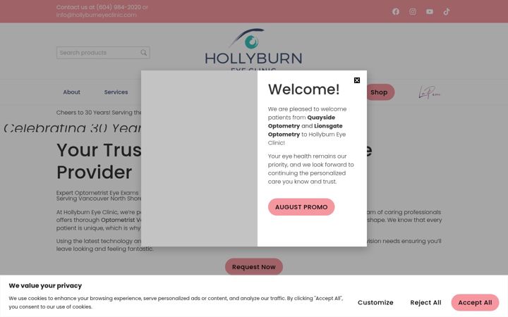 Screenshot of hollyburneyeclinic.com