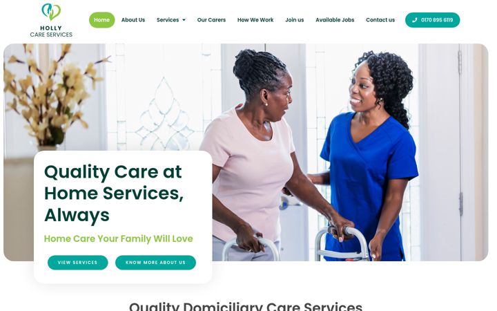 Screenshot of hollycareservices.co.uk
