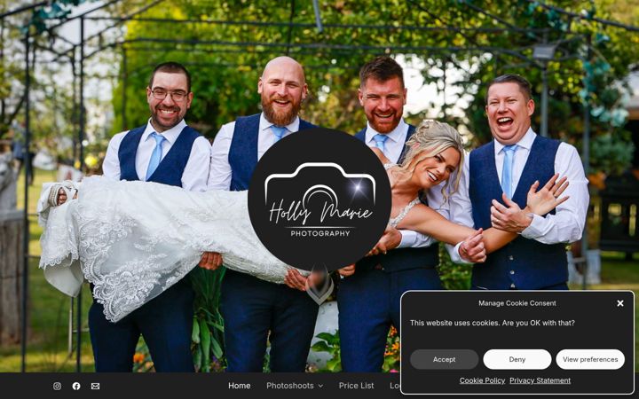 Screenshot of hollymariephotography.co.uk