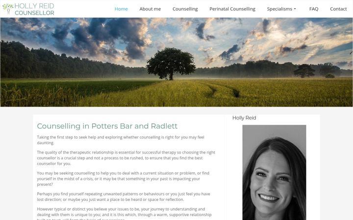 Screenshot of hollyreidcounselling.co.uk