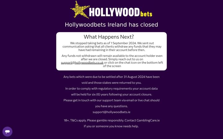 Screenshot of hollywoodbets.ie