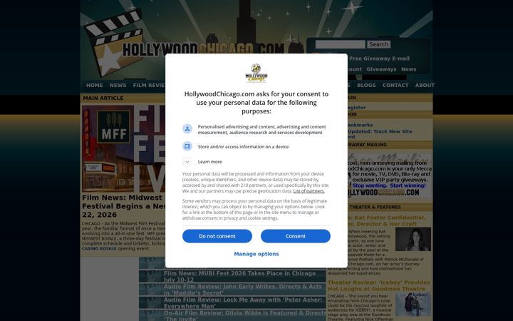 Screenshot of hollywoodchicago.com
