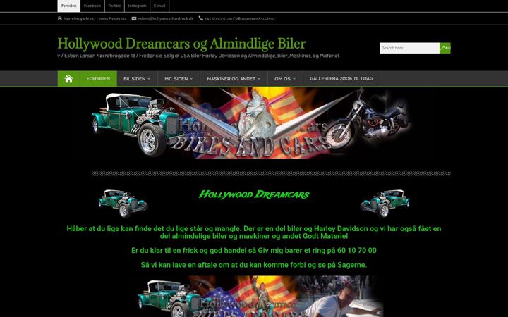 Screenshot of hollywooddreamcars.dk