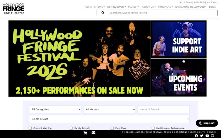 Screenshot of hollywoodfringe.org