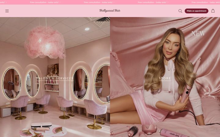 Screenshot von hollywoodhair.co.uk