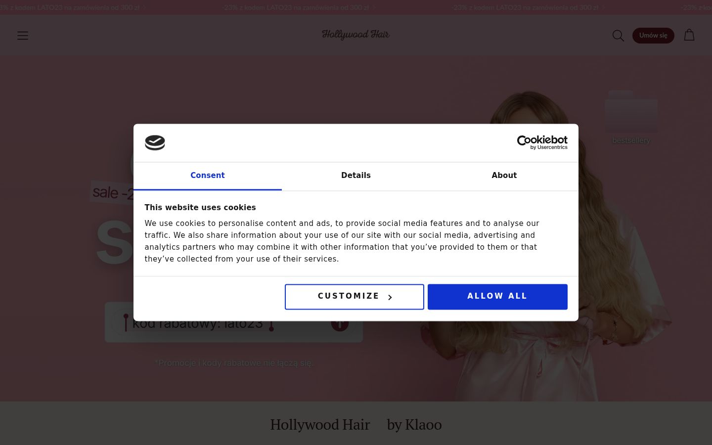 Screenshot of the consent banner shown before any interaction