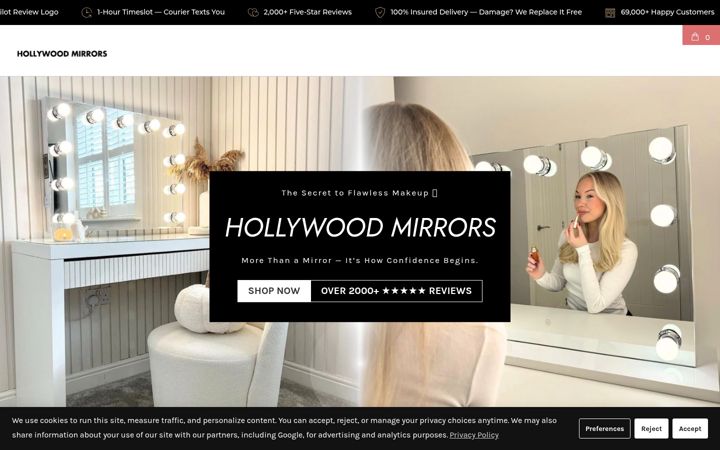 Screenshot von hollywoodmirrors.co.uk