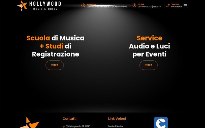 Screenshot of hollywoodmusicstudios.it