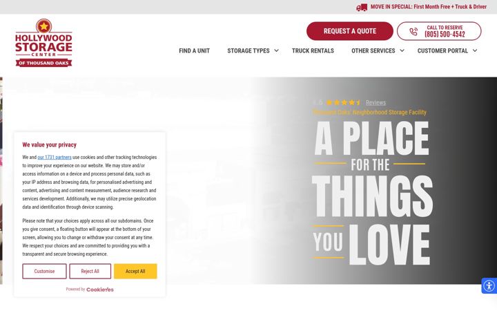 Screenshot of hollywoodstoragecenter.com