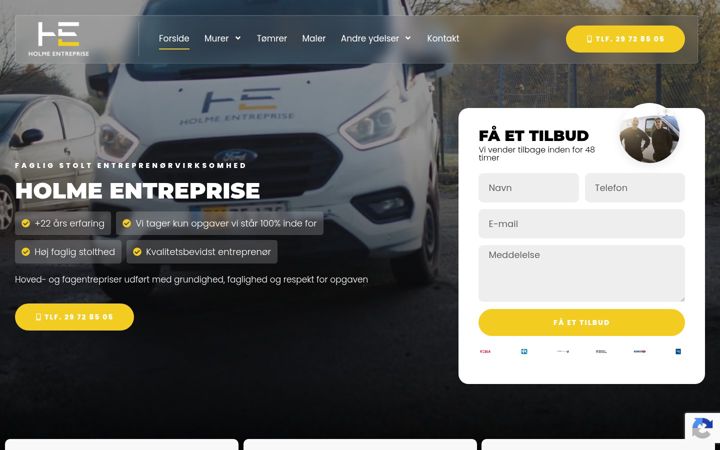 Screenshot of holme-entreprise.dk